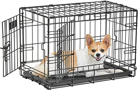 MidWest Homes for Pets XS LifeStages - Jaula de 59 cm para perros plegable y de doble puerta, seguridad mejorada, incluye bandeja a prueba de fugas, panel divisor, asa, patas de goma