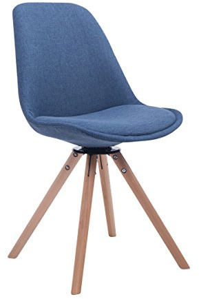 CLP Silla De Visita Troyes Rund Tapizada En Tela I Silla De Salón Comedor Giratoria & con Base De Madera I Butaca De Salón Nórdica I Color: | Color Azul Color del Marco Natura