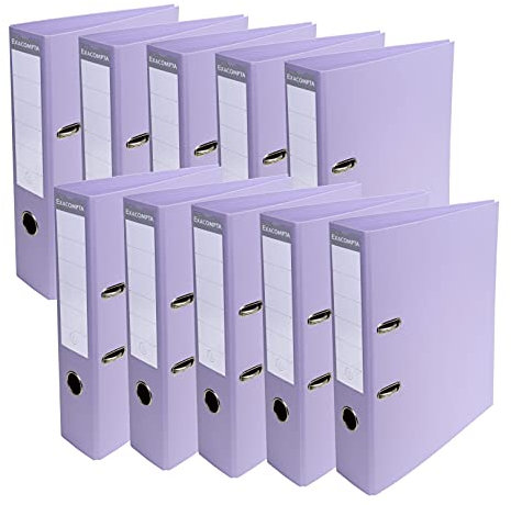 Exacompta 53707E 10er Pack Premium PVC-Ordner Prem´Touch Pastell. 7 cm breit DIN A4 Ringordner Aktenordner Briefordner Büroordner Plastikordner Schlitzordner Pastellflieder