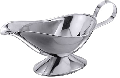 Contacto 600 - Salsiera a forma di navicella, con piedistallo, in acciaio INOX 18/10 ad alta brillantezza 0,25 L