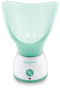BEPER 40.967N - Sauna Facial et Aromathérapie 2 Puissances, Traitements Curatifs et Relaxants, Hydratation et Nettoyage du Visage, Réservoir d'Huiles Essentielles, Blanc/Vert