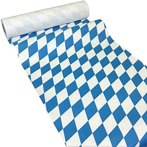 JUNOPAX Papier Tischläufer 50m x 0,40m Raute weiß-blau