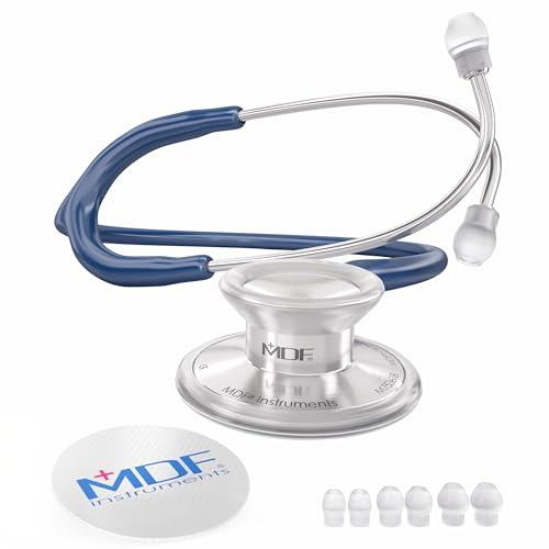MDF Instruments, Stetoscopio leggero Acoustica per medici, infermieri, studenti, uso sanitario a domicilio, per adulti, a doppia testa - Blu marina (MDF747XP-04)…