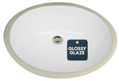 Nantucket Sinks Undermount Bathroom Sink – 17 x 14 Interior Oval Bowl, White Bath Sink for Vanity, High Gloss Vitreous China, Scratch & Stain Resistant – Great Point UM-17X14-W-K