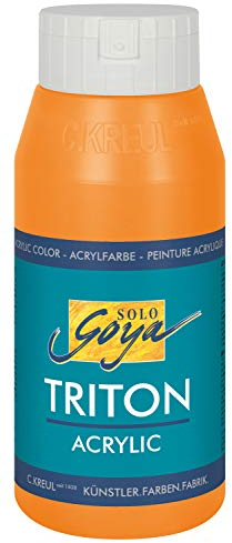 KREUL 17062 - Solo Goya Triton Acrylfarbe fluoreszierend orange, 750 ml Flasche, schnell und matt trocknend, Farbe auf Wasserbasis, in Studienqualität, vielseitig einsetzbar, gut deckend und ergiebig