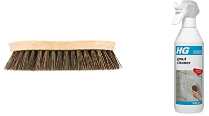 Elliott Wooden Hand Scrubbing Brush with stiff natural Bassine bristles, heavy duty multipurpose and water resistant, made with natural fibres easy to use and long lasting