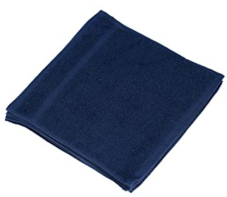 Linteum Textile Face Towel Set, 12x12 Inch, 100% Soft Cotton, 16 Single Ring Spun Washcloths, Absorbent & Durable Face Towel for Household, Spa, Gym and Hotels - 12 Pack (Navy Blue)