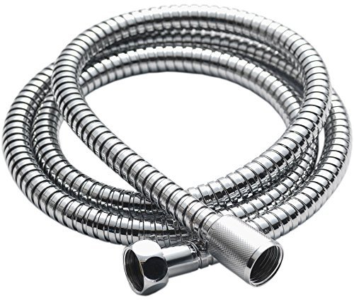 2 UR DOOR 1.2 Metre Flexible Shower Bath Hose - Durable, Leakproof, High Pressure, Anti-Kink Replacement Hose for Bathroom Showers, Silver,