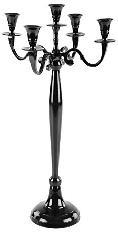 Gräfenstayn® Kerzenleuchter ALU 1, 3 oder 5-armig - 40/60/80cm - Silber, Schwarz, Weiß, Gold (Schwarz, 80cm)