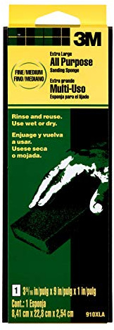 3M 910-XLA 910XLA-12-CC Extra Large Area Sanding Sponge, Medium, 1-Inch, 3.3-in x 9-in