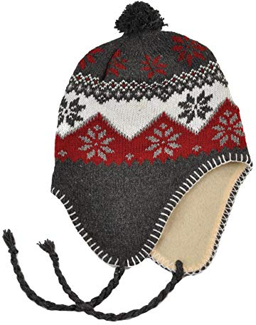 Bonnet péruvien doublé intérieur en Polaire Taille Unique 56 58cm Environ Chaud Trapper Neuf Froid Hiver Mixte Hommes Femmes Ski Neige ref:1542B (Pompon Gris)