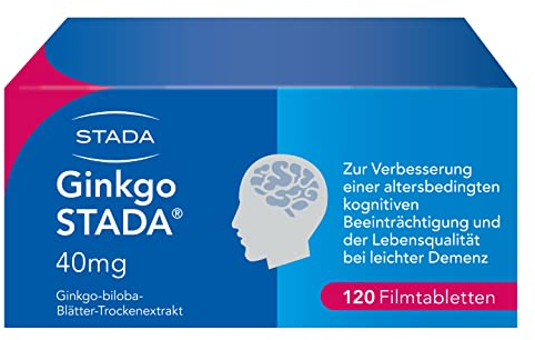 Ginkgo STADA 40 mg Filmtabletten fördert die Durchblutung des Gehirns, stärkt Gedächtnis und Konzentration, zur dauerhaften Anwendung, hohe Extraktqualität, 120 Stk