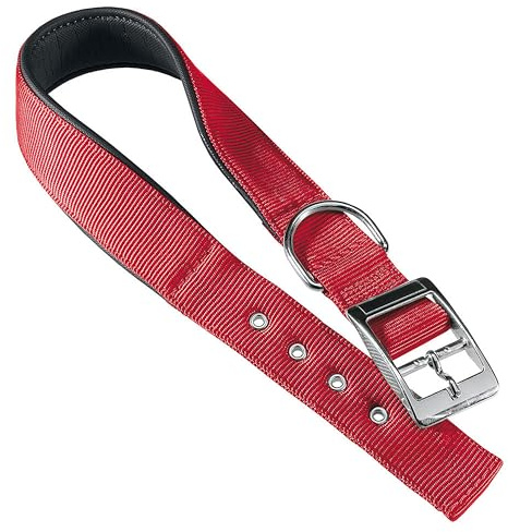 Ferplast Collare Cane Taglia Media Collare per Cani in Nylon Imbottito Regolabile Fibbia Metallica, Misura Collo 32-39 cm, Rosso