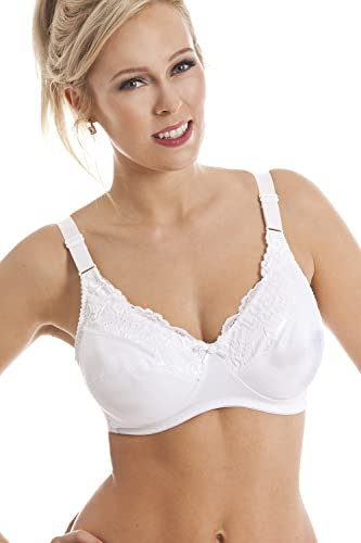 Camille Womens Non Wired Full Cup Support White Bastectomy Bras with Pockets 38B