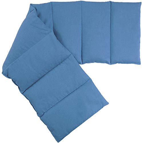 Cuscino termico - Cuscino con semi di uva, 75x20cm. Cuscino riscaldabile per la schiena, il ventre e molto altro, con 8 compartimenti. Terapia caldo e freddo (blu chiaro)