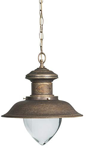 Lanterna Lampada a sospensione in ottone brunito stile Nautico Marina 40 cm
