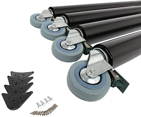 4er Set Tischbeine 710mm ø 60mm auf Rollen mit Bremsen Tischfüße Tischstempel (Schwarz)