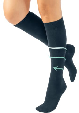 CALZITALY Knästrumpor med graderad kompression av bomull | unisex medicinska kompressionsstrumpor | svart, blå, grå | S, M, L, XL, XXL | Made in Italy