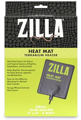 Zilla Heat Mat, Terrarium Heater for Reptiles, Snakes (Ball Pythons, Corn Snakes), Leopard Geckos, Tortoises, Amphibians and Arachnids, Small, Fits 10-20 Gallon, 8 Watt
