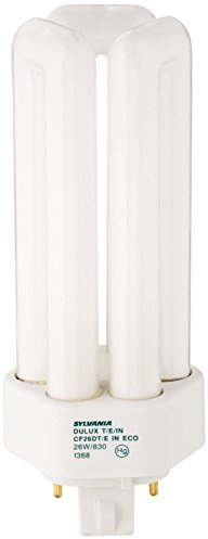Sylvania 20880 (4-Pack) CF26DT/E/IN/830/ECO 26-Watt Triple Tube Compact Fluorescent Light Bulb, 3000K, 1746 Lumens, 82 CRI, T4 Shape, 4-Pin GX24q-3 Base