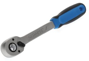 GEDORE Aluminium-Umschaltknarre, für 1/2 Zoll, 12,5 mm Antrieb, 7,5° Rückschwenkwinkel, 2K-Griff, 1993 ALU-10