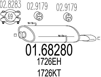 MTS Silencieux arrière Pot d'Échappement 01.68280