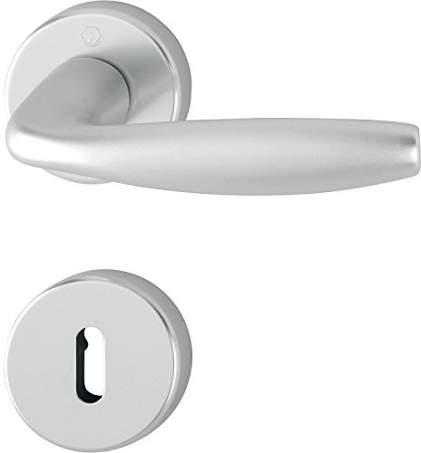 Hoppe 3369858 New York - Maniglia con rosette BB colorato Bart, in alluminio anodizzato, Argento