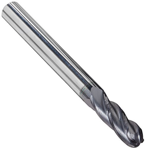 Kodiak Cutting Tools KCT133351 USA Made Ball Nose Premium Carbide End Mill, AlTiN Coated, 4 Flute, 1/4 Shank, 3/4 Length of Cut, 2-1/2 Overall Length, 1/4 Diameter