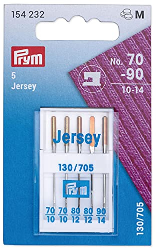 Prym 154232 Nähmaschinennadeln Jersey 70-90, 130/ 705, 5 Stück Nähmaschinennadel, Stahl, silber, 3,0 x 0,3 x 0,3 cm, Silberfarbig