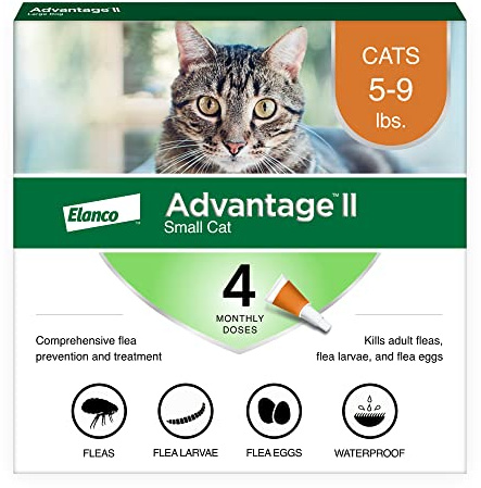 Advantage II Small Cat Vet-Recommended Flea Treatment & Prevention | Cats 5-9 lbs. | 4-Month Supply