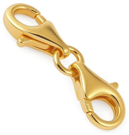 My-Bead Chiusura di base a moschettone doppia 24mm Argento 925 Placcato Oro per bracciali e collane Qualità da gioielliere