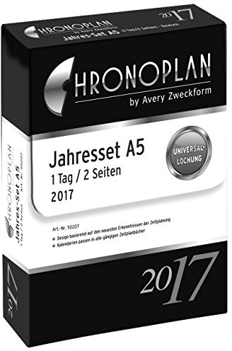 Chronoplan 50207 kalenderinlägg 2017 (årsuppsättning A5 med dagpluntor, 1 dag/2 sidor) vit