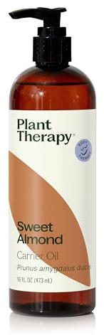 Plant Therapy Sweet Almond Oil - for Skin, Hair, Body, Face & Baby - Natural Moisturizer, Massage & Aromatherapy Carrier Oil 100% Pure, Cold Pressed California Almonds, Made in USA, 16 oz