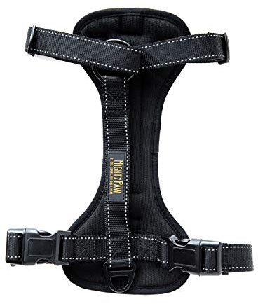 Mighty Paw Dog Car Harness - Vehicle Safety Gear - 2 Leash Attachment - Adjustable Straps - Reflective Stitching - Soft Padding - Standard Harness Functionality - No Pull Front Leash Attachment - L