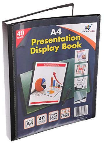 Classeur de présentation à 40 pochettes en plastique - Format A4-80 vues (lot de 12)