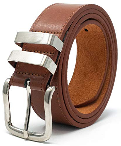 Ossi 38 mm läderbälte med dubbel rosett i svart, brun eller ljusbrun (80 cm – 150 cm)