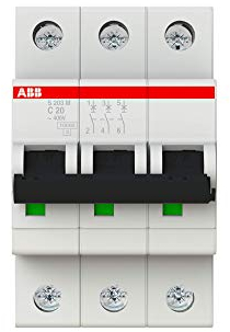 ABB 2 cds273001r0204 System Pro M Compact Miniatur Leitungsschutzschalter, dreifach Pole, Typ C, 20 A Nennstrom, 88 mm H x 52,5 mm W x 69 mm D