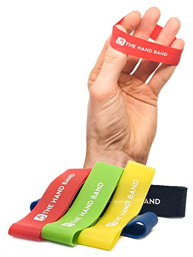 THE HAND BAND – hand exerciser and hand strengthener set - 10 finger resistance bands perfect for extensor training, forearm, hand and finger strength, hand health and injury rehabilitation