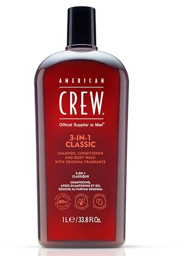 AMERICAN CREW - 3-in-1 Classic Shampoo, Conditioner & Body Wash, 1000ml, Pflegeshampoo und Duschgel für Männer, Produkt für die tägliche Reinigung von Körper und Haar