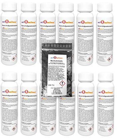 Well2wellness Infusión para Sauna - Set Concentrado 'Selection' 12 X 125ML + Gratis 10g Mentol