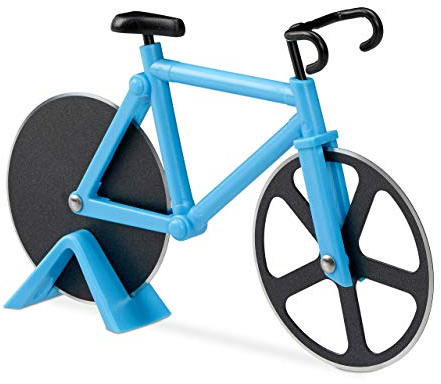 Relaxdays Roulette à pizza vélo découpe-pizza avec support coupe pâte Fixie coloré, bleu