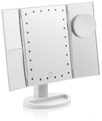 InnovaGoods® Miroir grossissant avec LED 4 en 1 Ledflect, Parfait pour Le Maquillage, Les Soins de la Peau et Autres tâches, avec 4 Niveaux de grossissement différents, lumière LED et Design Compact