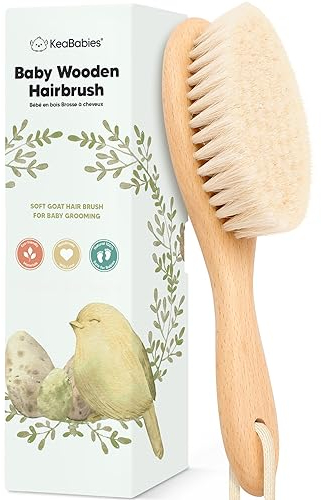 Baby Haarbürste Neugeborene - Holz Babybürste mit weichen Ziegenhaarbürste,Milchschorf Baby Bürste,Haarbürste Erstausstattung Neugeborene,Säugling,Kleinkinder Babypflege,Babyzubehör(Walnut, Oval)