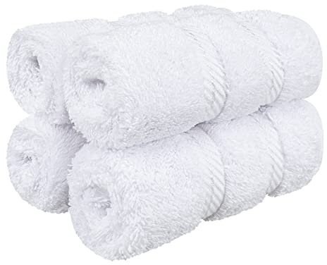 American Soft Linen Luxury Washcloths for Bathroom, 600 GSM 100% Cotton 4 Piece Turkish Wash Cloth Set, 13x13 in Soft Rags for Body and Face, White Washcloths