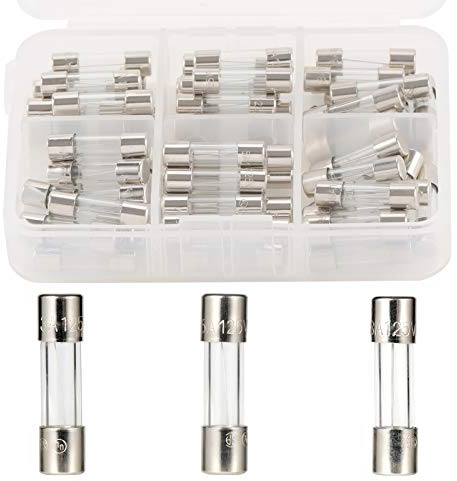 PENGLIN 3Values 60PCS Glass Fuses Assortment Kit- 110V 125V Fast Blow Tube Fuse Kit 5 x 20 mm 3A 5A 8A for Outdoor C9 String Xmas Lights Fan
