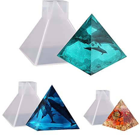 Voyyphixa 3 moldes de resina de pirámide, moldes geométricos de resina epoxi, moldes de pirámide para hacer joyas, decoración del hogar, pisapapeles de regalo, kits de resina epoxi (3 piezas)