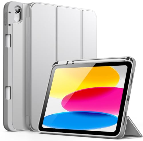 JETech Hülle für iPad (A16) 11./10. Generation (2025/2022) mit Stifthalter, Dünne Tablet Schutzhülle mit Weicher TPU Rückseite mit Auto Schlafen/Wachen (Silber)