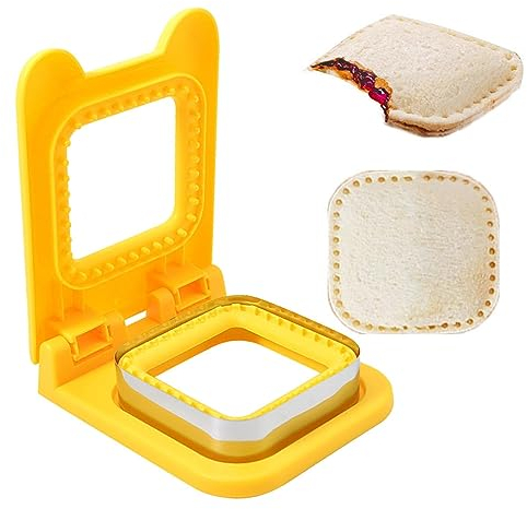Besreey Crimpadoras para sándwiches, Cortador y sellador de sándwiches, Cuadrado, Molde para Hacer sándwiches, Molde para sándwiches, Cortador de Galletas para niños y niñas, 12,5 x 16,5 cm