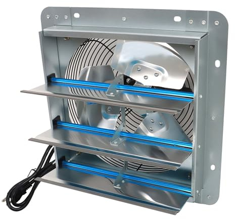 elfinrm 12 Inch Shutter Exhaust Fan, Exhaust Fan Wall Mounted with Speed Controller, Suitable for Factories, Basements, Warehouses, Chicken Coops, Car Parks