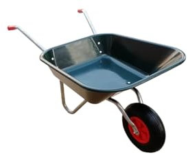 Black Garden Wheelbarrow, 140L Capacity, Pneumatic Rubber Tyres, Black Plastic Tray Heavy Duty Frame Trolley Cart
